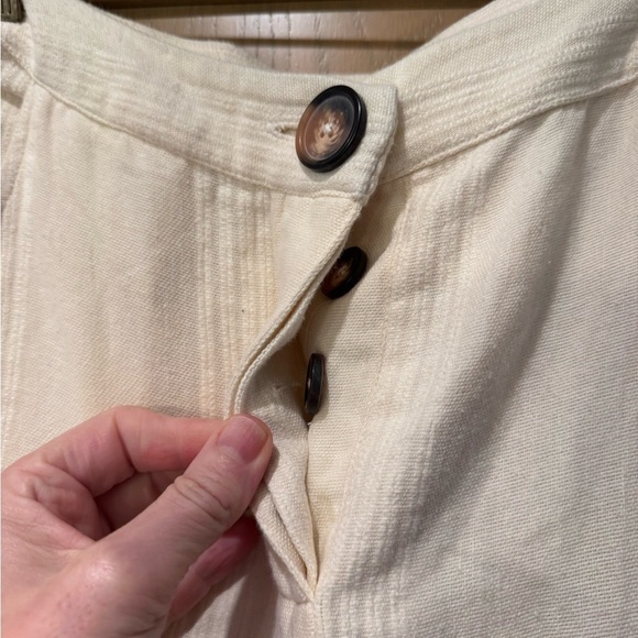 Free People Button Fly Cropped Cotton/Linen Pant Slit Ankle Detail / Medium - Picture 5 of 11